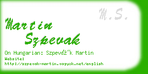 martin szpevak business card